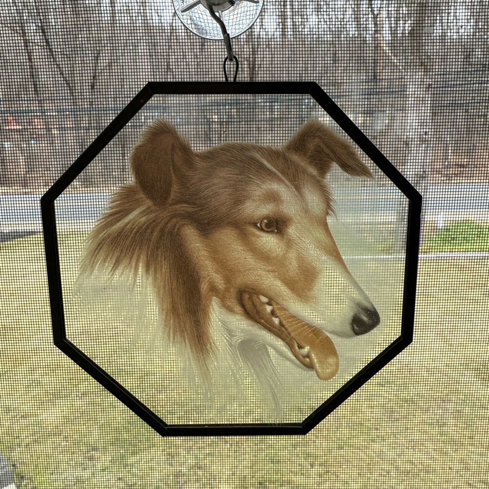 Collie Dog Stained Glass Panel